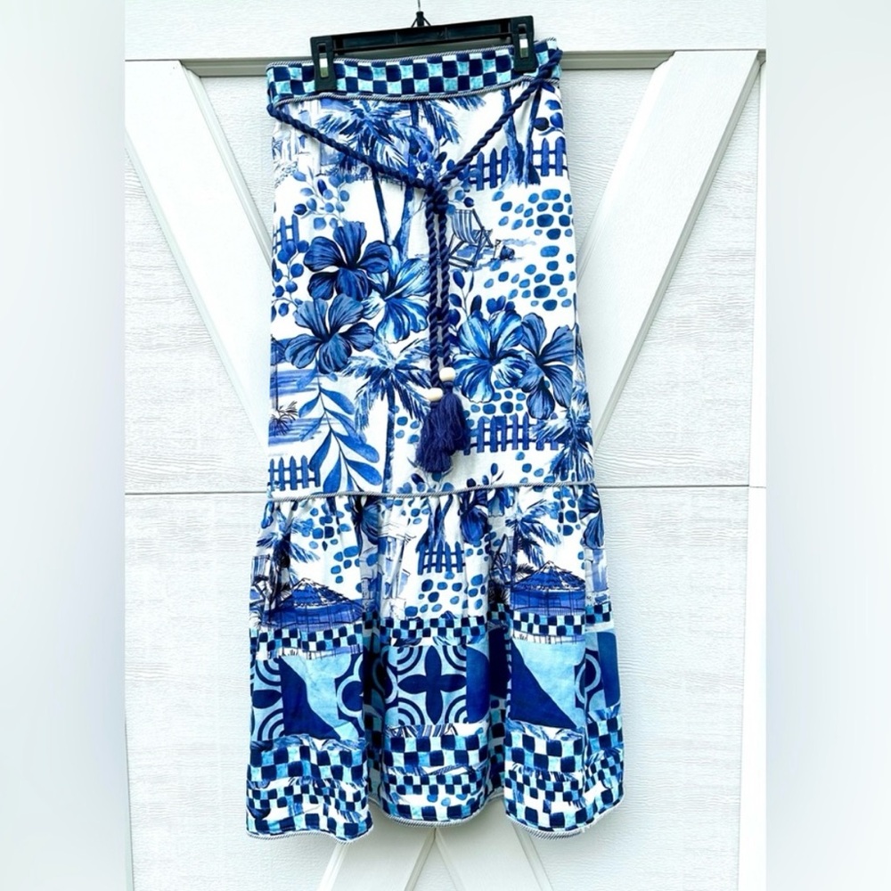 House of Harlow Blue and White Floral Patchwork Skirt